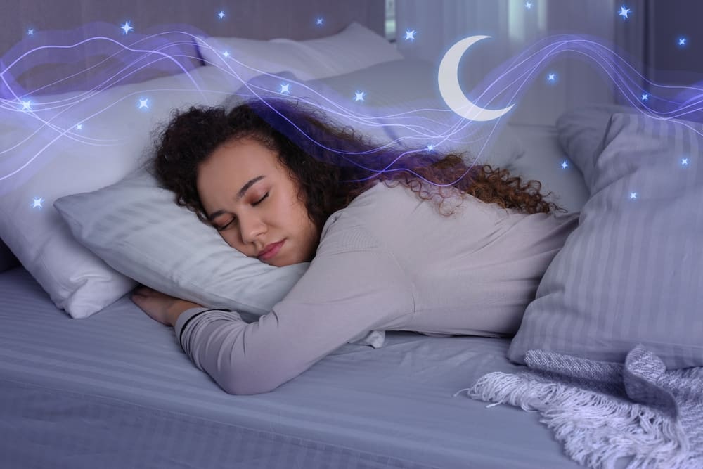 Young,African,American,Woman,Sleeping,In,Bed,,Top,View.,Healthy